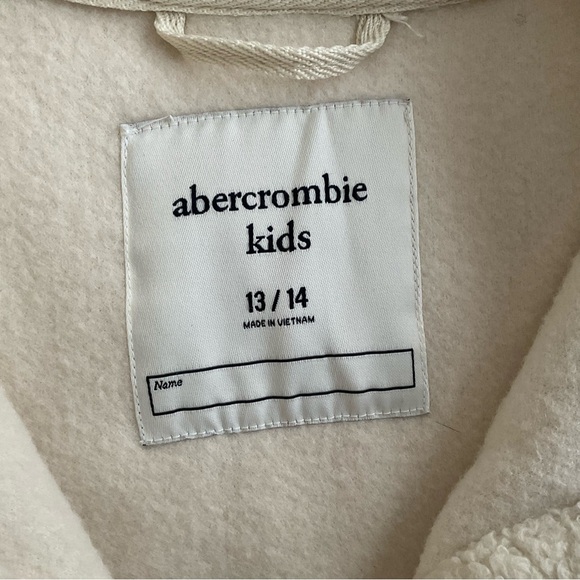 Abercrombie & Fitch Kids Sherpa Shacket 13/14 Cream Buttons Fleece Chore Shirt - Picture 3 of 8